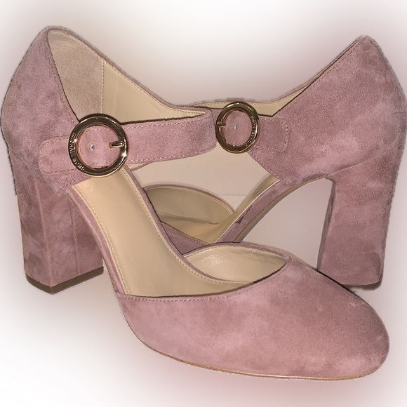 Michael Kors Alana Mauve Blush Pink Mary Jane Block Chunky Heel Pumps Shoes 8.5M - Picture 4 of 13